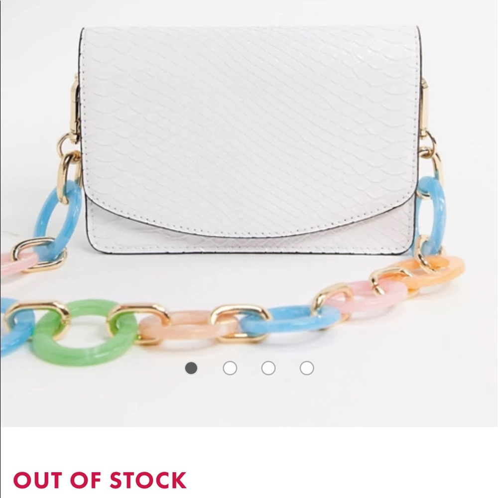 ASOS shoulder bag w statement chain in white snake